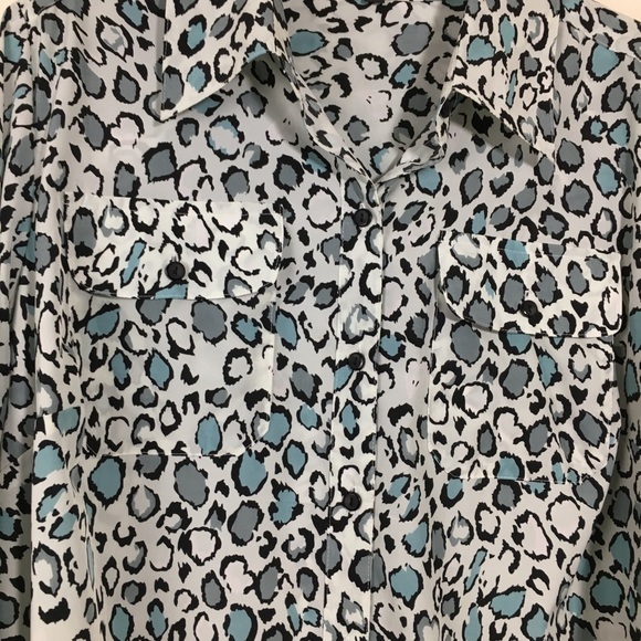 Notations Animal Print Button Down sz 1X - Picture 2 of 9